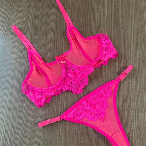 Lingerie Plus Size De Tule Transparente Aro Conjunto Calcinha Fio Dental Plus Size Sexy E