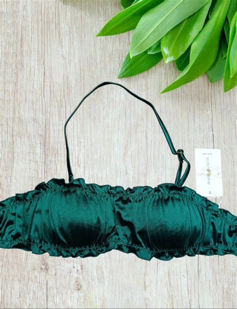 Bikini A Fascia In Tessuto Lucido Colore Verde Bottiglia Taglia M Intimo Altieri Shop