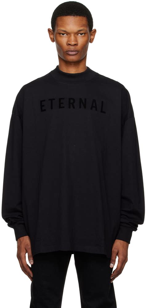 Fear of God Black Flocked Long Sleeve T-Shirt Fear Of God