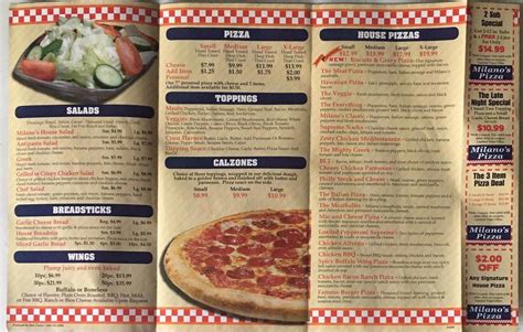 Menu At Milanos Pizza Pizzeria Saginaw