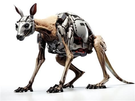 Premium AI Image | A frightening futuristic killer cyborg kangaroo full body view isolated on white