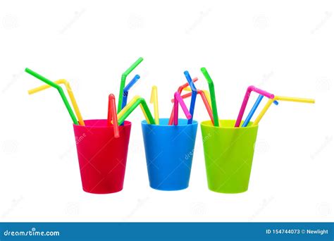 Plastic Cups and Straws stock image. Image of plastic - 154744073