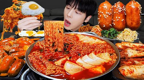 Asmr Mukbang 직접 만든 순두부 열라면 먹방 And 레시피 계란 스팸 김치 Fire Noodles Eating