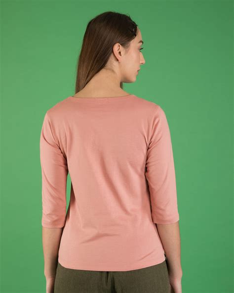 Buy Stay Awesome Round Neck Th Sleeve T Shirt For Women Pink Online