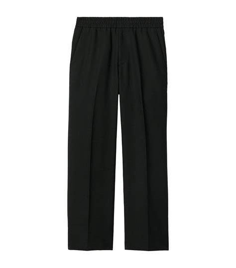 Burberry Wool Blend Wide Leg Trousers In Black For Men Lyst