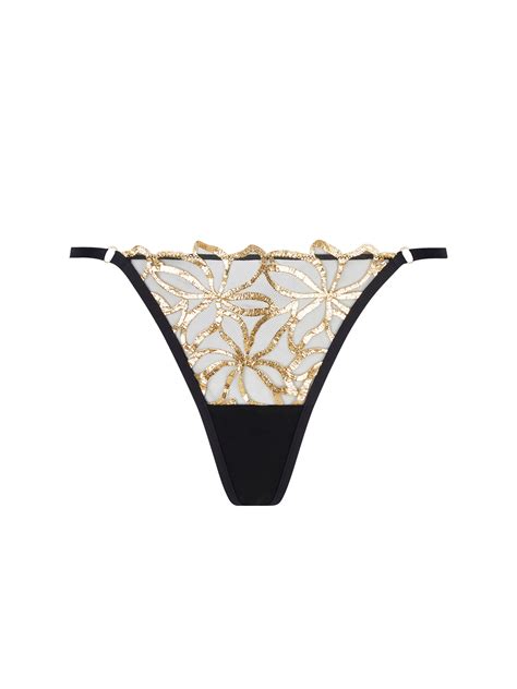 Lise Charmel Lingerie Eclats D Or Mini String Tanga Zwart Goud Acj Italian Design
