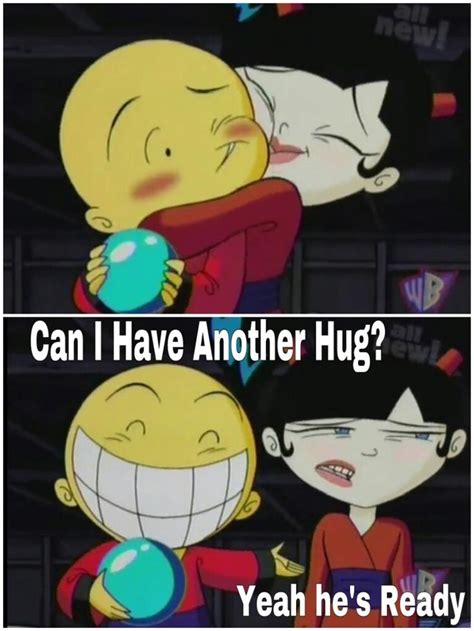 Cartoon Characters Hugging Each Other With Caption That Reads Can I