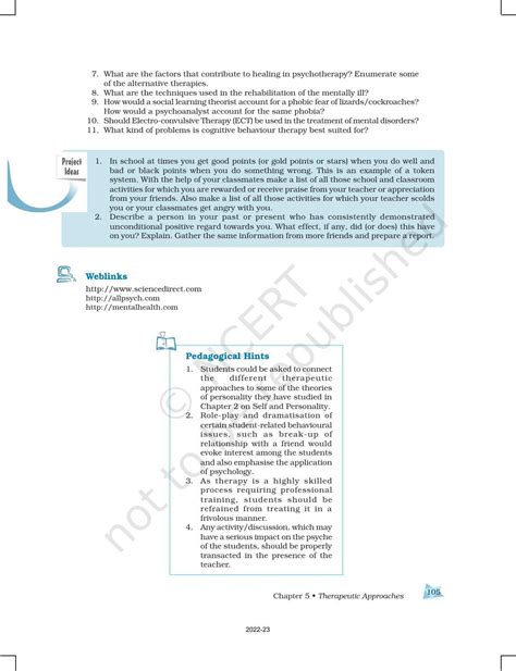 NCERT Book for Class 12 Psychology Chapter 5 Therapeutic