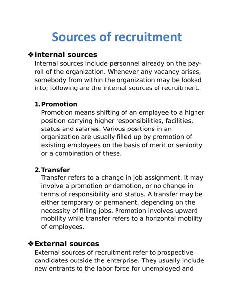 Which Statement About Internal Sources Of Recruitment Is True 6