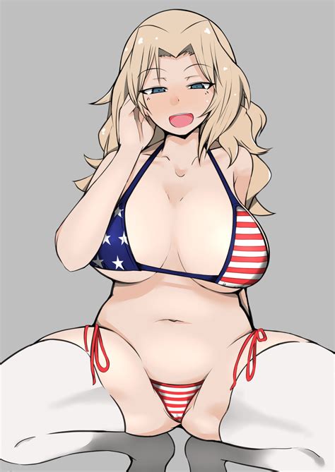 Ngc Kay Girls Und Panzer Girls Und Panzer Highres Girl American Flag Bikini