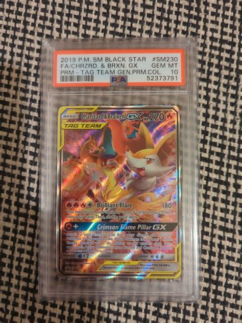 PSA 10 Charizard Braixen GX SM230 Full Art Black Star Promo Pokemon