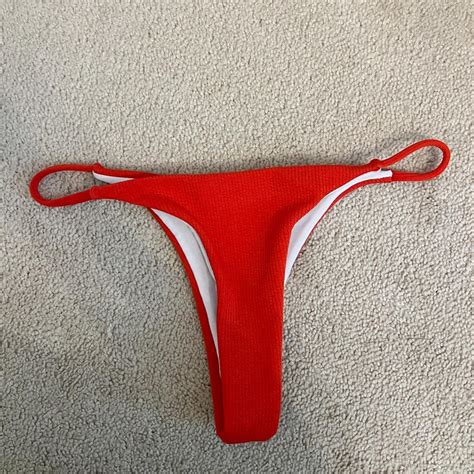 Shein Ribbed Red Bikini Bottoms Size Small Fits Depop