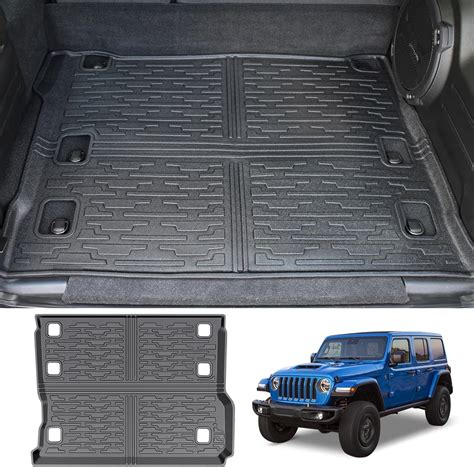 Ousuwo Cargo Liner For 2018 23 Jeep Wrangler Jl Unlimited 4x4 Tpe Trunk Floor Mat All Weather