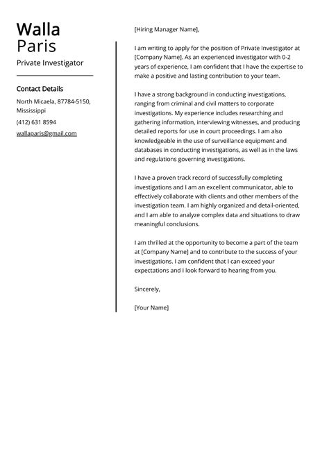 Private Investigator Cover Letter Example (Free Guide)