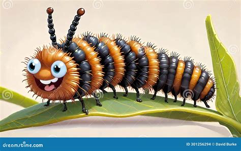 Banded Woolly Bear Woollyworm Worm Caterpillar Smily Face Stock