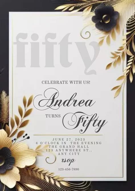 Black And Gold Birthday Invitation Template Postermywall