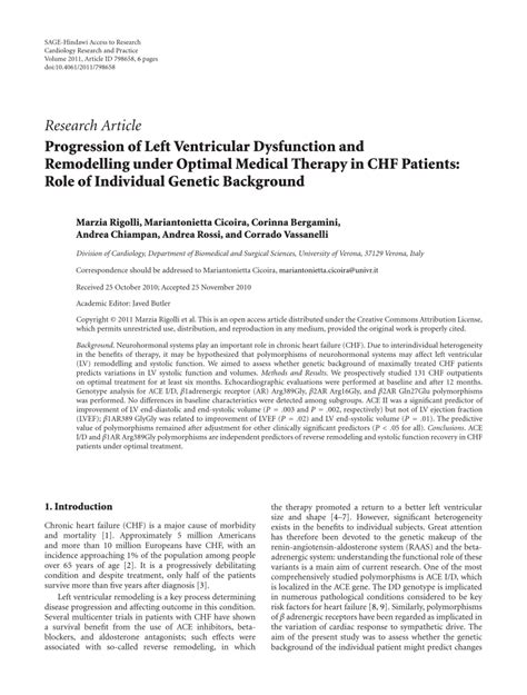 PDF Progression Of Left Ventricular Dysfunction And Remodelling Under