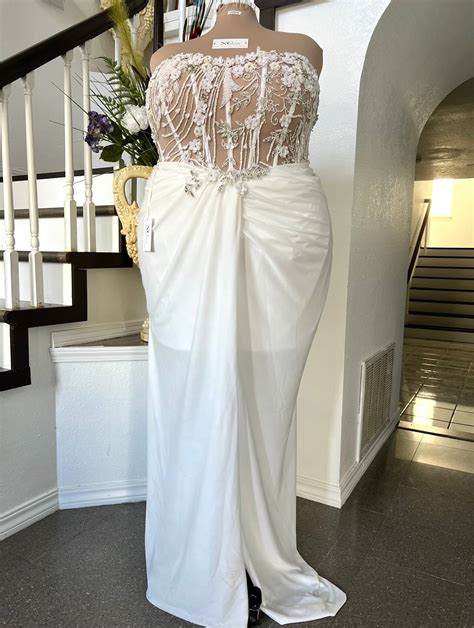 Plus Size Nude Beaded Wedding Dress With Built In Corset By Ndiritzy