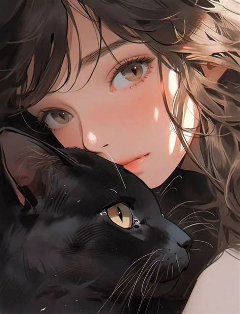anime cat realistic black cat  golden retriever anime black cat