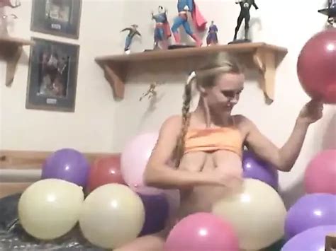 Chick Strips And Rubs Balloons On Her Tits American Amateur Porn