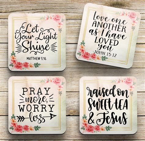 Single Bible Verse Coasters You Choose Your Design Religious Etsy