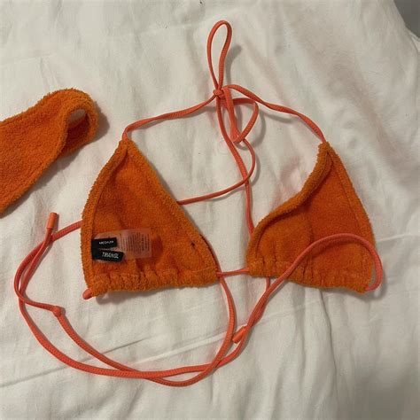 Triangl Orange Towelling Bikini Never Worn Top Size Depop