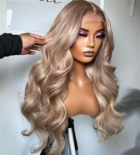 Amazon Rina 200 Density Milk Tea Ash Blonde Lace Front Wig Human