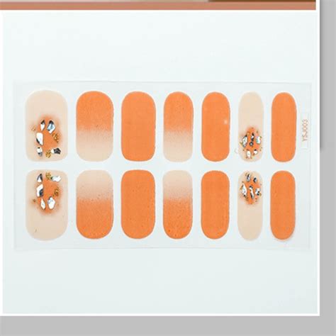 Set Autocolante Unghii 14 Piese Portocaliu Nude EMAG Ro