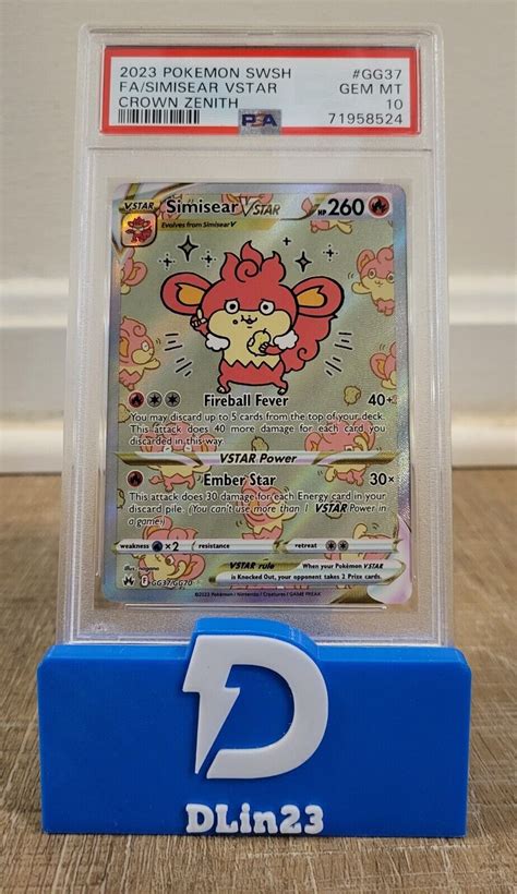 Mavin 2023 Pokemon Crown Zenith Full Art Simisear Vstar Gg37 Psa 10 Gem Mint