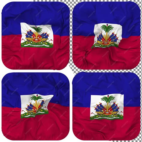 Premium PSD | Haiti flag squire shape isolated different waving style