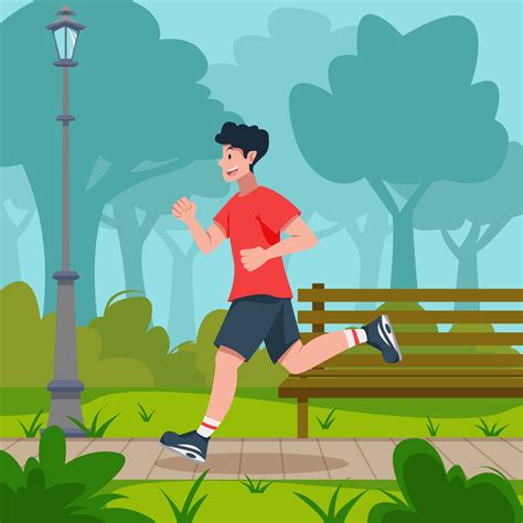 man jogging   park  vector art  vecteezy