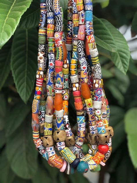 30 Mixed Recycled Glass Beads Ghana Beads Krobo Brass Beads 1114mm