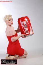 Smoking Hot Blonde Girl Loves Posing With A Big Coke Can Photos