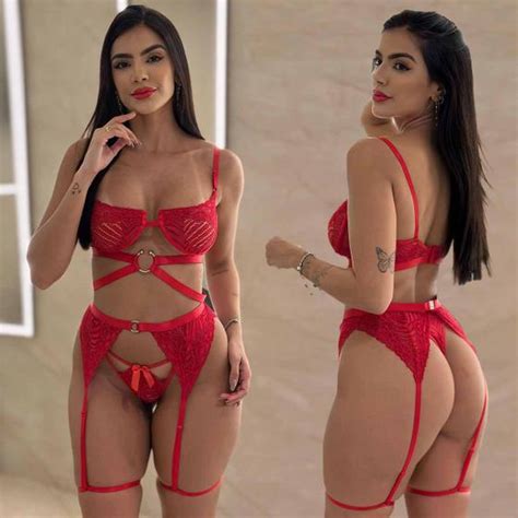 Conjunto Lingerie Cinta Liga Renda Meia Ta A Sexy Calcinha Fio Sensual Transparente Like You