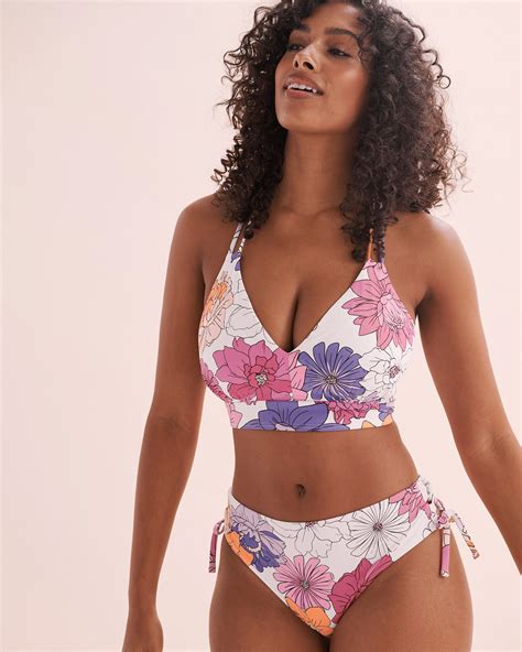 EAU DE SEA Floral Bloom Ribbed D Cup Bralette Bikini Top Floral Bloom Bikini Village