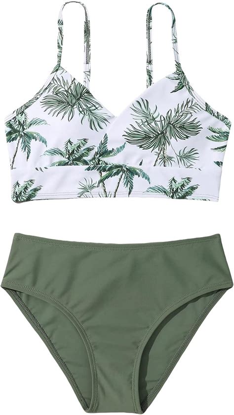 Amazon COZYEASE Girls 2 Pieces Tropical Print Swimsuit Spaghetti Strap Bikini Set Wireless