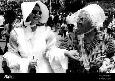 Two Afrikaans-speaking white Boer women in traditional costume at the ...