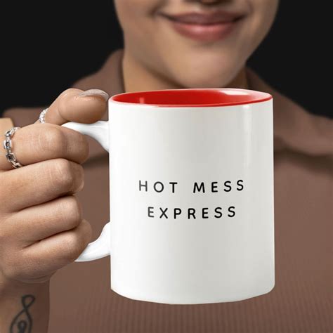 HOT MESS EXPRESS Funny Cute Trendy Quote Two Tone Coffee Mug Sold By Kalie Blue And White SKU