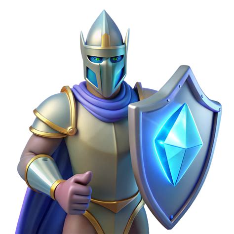 Fantasy Knight with Glowing Crystal Shield 3D Render 55851803 PNG