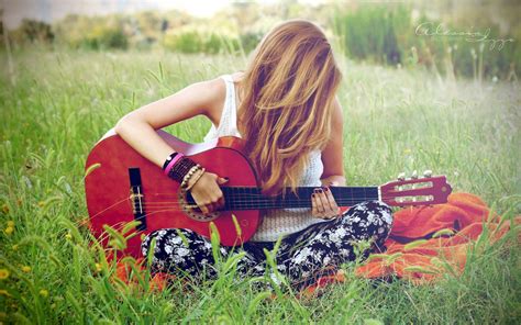 Lonely Girl With Guitar Wallpaper