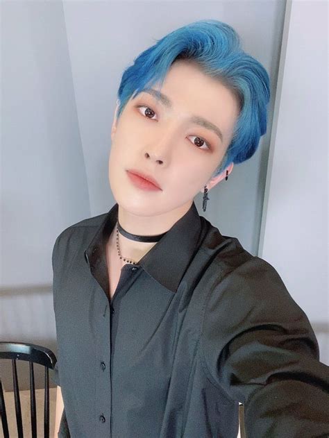 Ateez Hongjoong Kim Hongjoong Blue Hair Kim