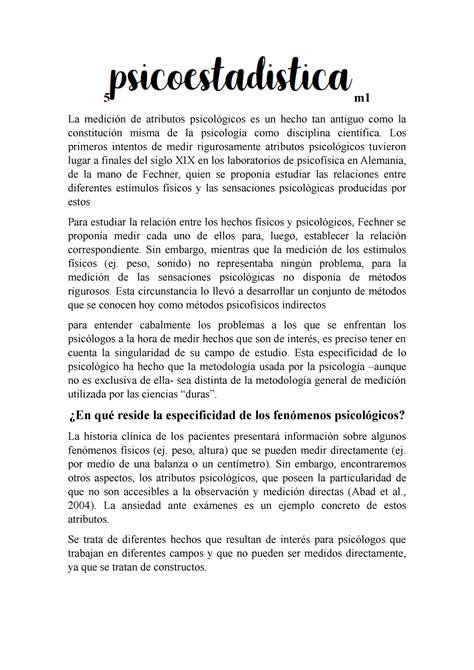 M Resumen Psicoestadistica M La Medici N De Atributos Psicol Gicos