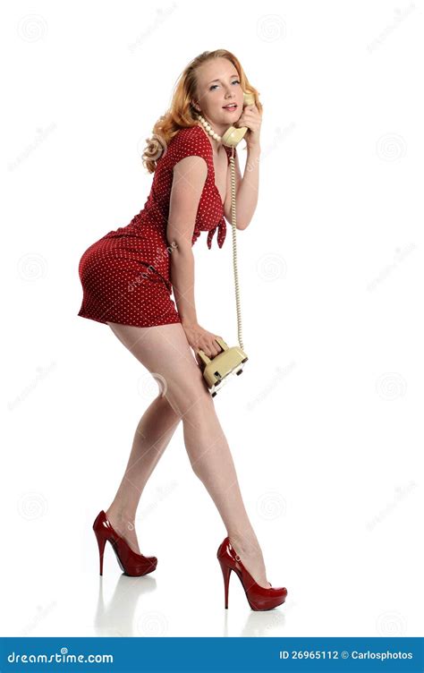 Pinup Girl With Vintage Phone Stock Photo Image Of Girl Pretty