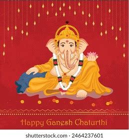 Ganesh Chaturthi Poster Template Decorative Red Stock Vector (Royalty ...