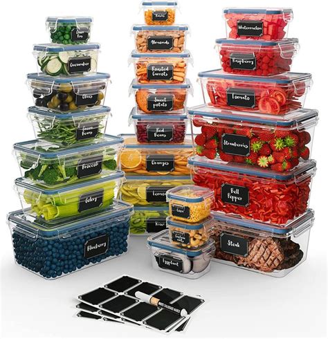 Chefs Path 48 Piece Bpa Free Plastic Food Storage Container Set With 24