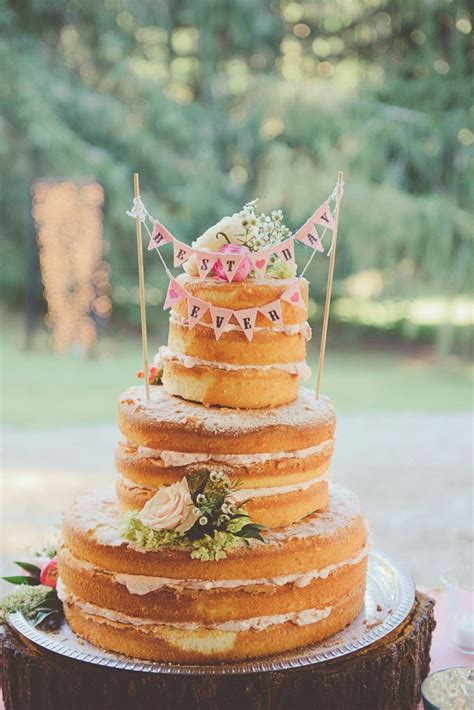 Simple Rustic Naked Cake Wedding Cake Rustic Wedding Desserts