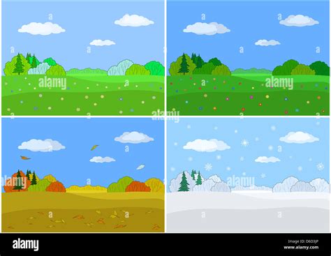 Landscape, four seasons Stock Photo - Alamy