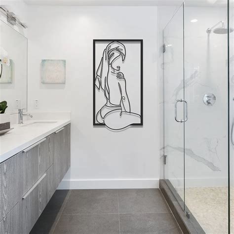 Nude Woman In Bathroom Metal Wall Art Woman In Towel Wall Etsy