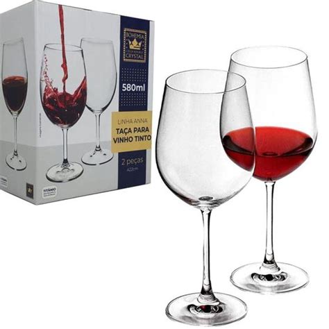 Jogo Ta As Cristal Bohemia Titanium Vinho Tinto Ml Full Fit