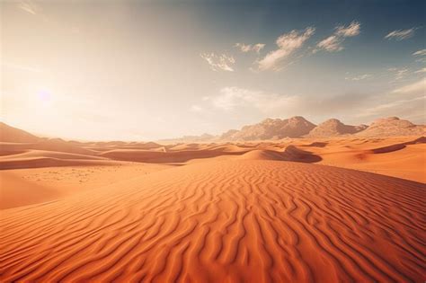 Premium Ai Image Orange Sand Desert Dune Landscape Hot Sandy Desert